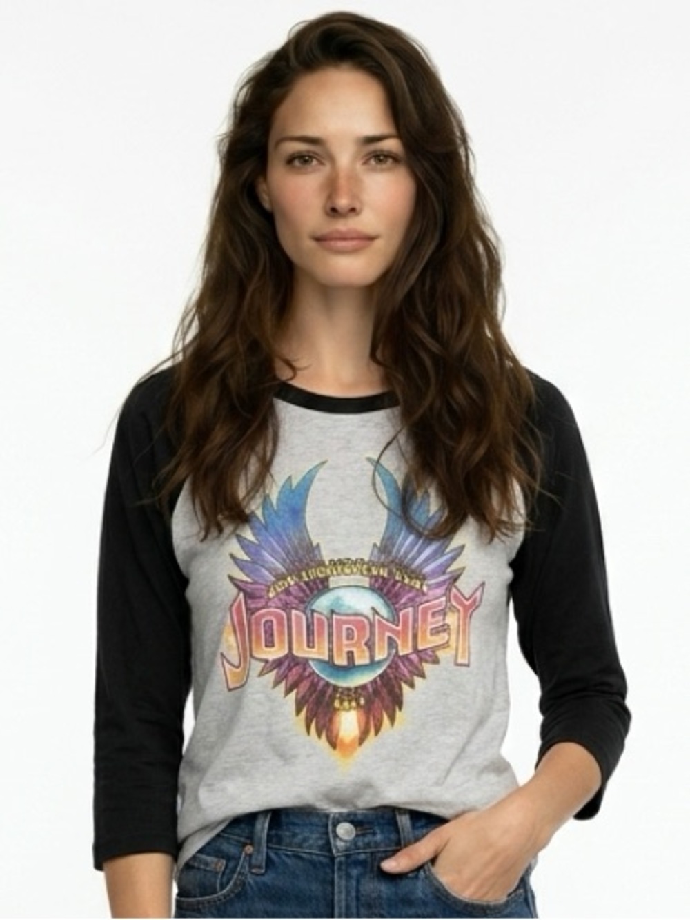 JOURNEY | San Francisco Fest 2014 Raglan 3/4 Sleeve Band Tour Tee Unisex Size L